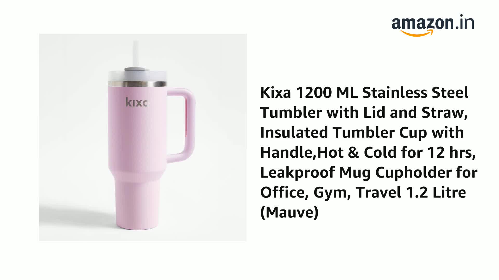 kiruakirua　0605 Kixa 1200 ML Insulated Tumbler with Lid and Straw, Stainless Steel